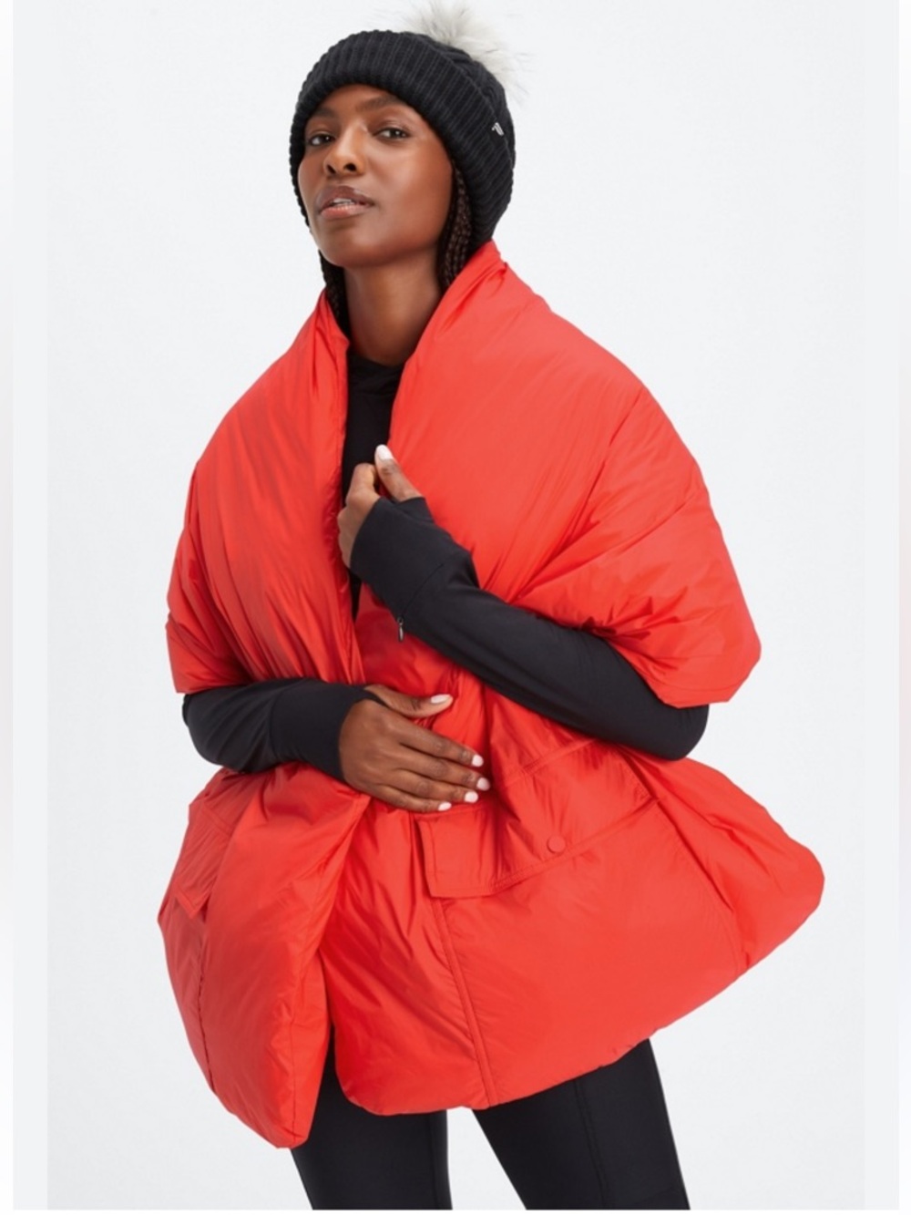 Fabletics Vibrant Orange Quilted Scarf Wrap Unisex Puffer Scarf. One size